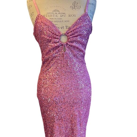 BEBE WOMEN'S SEQUIN MINI PINK - L - NWT - Picture 1 of 4